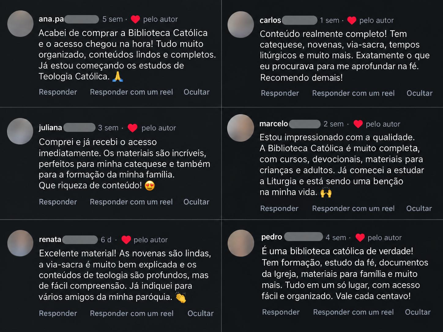 Depoimentos de alunos