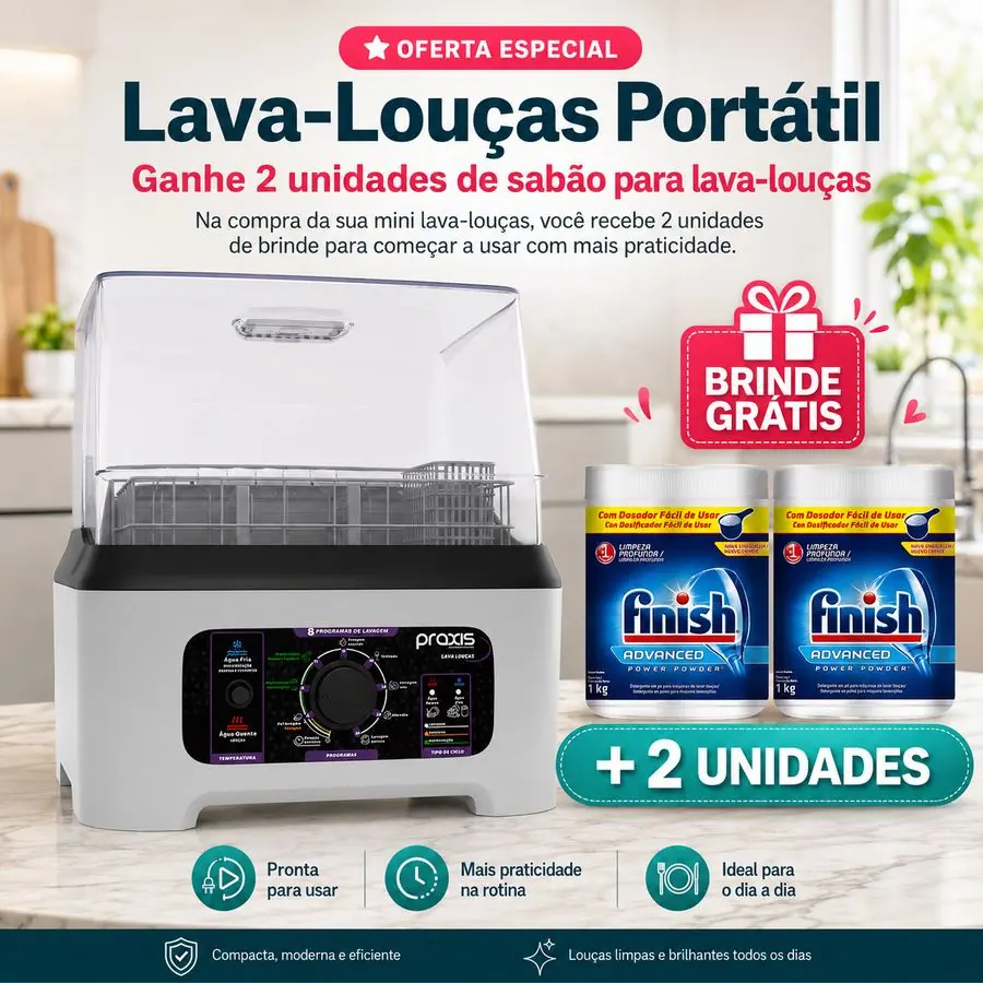Lava Loucas Praxis Portatil LLPP preta com brinde